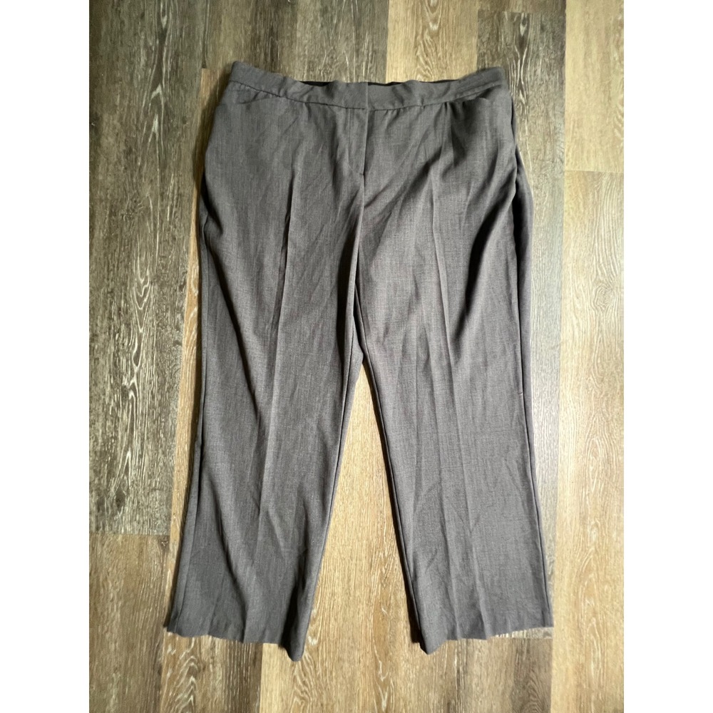 Kim Rogers Dress Pants‎ Women 20W Grey Straight Leg Flat Front Elastic Waist